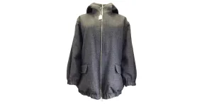 Autre Marque Plan C Negro / Blanquecino / Abrigo acolchado de tweed de lana tejida con cremallera completa y capucha gris 