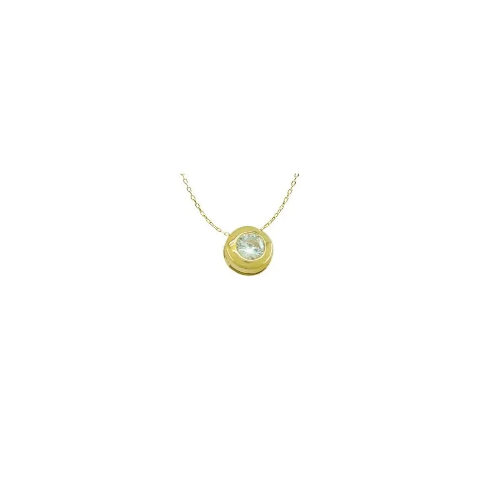 Colgante chatón con circonita de 5mm y cadena de oro blanco