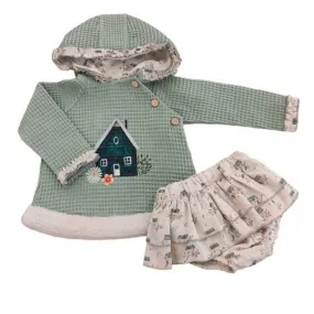 Conjunto niña sudadera verde y cubre casitas de Valentina