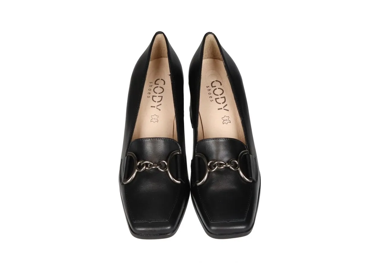 Copete Piel Negro Trabilla Metal