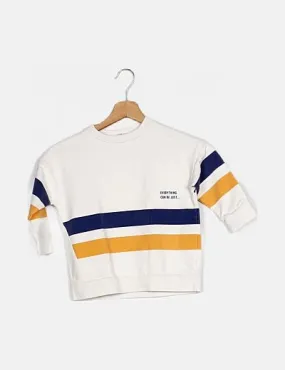 Mango Sudadera blanca detalle franja