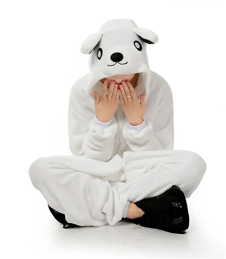 New adult animal polar white bear onesies kigurumi fleece pajamas cartoon cosplay costumes jumpsuits christmas gift