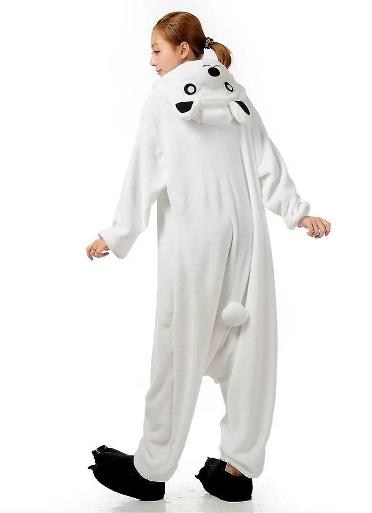 New adult animal polar white bear onesies kigurumi fleece pajamas cartoon cosplay costumes jumpsuits christmas gift