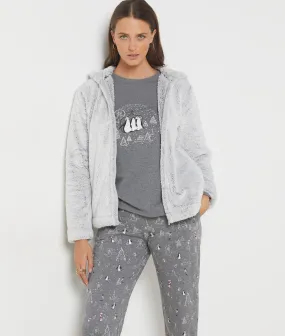 Pijama 3 piezas con chaqueta polar ORIEL GRIS - ETAM