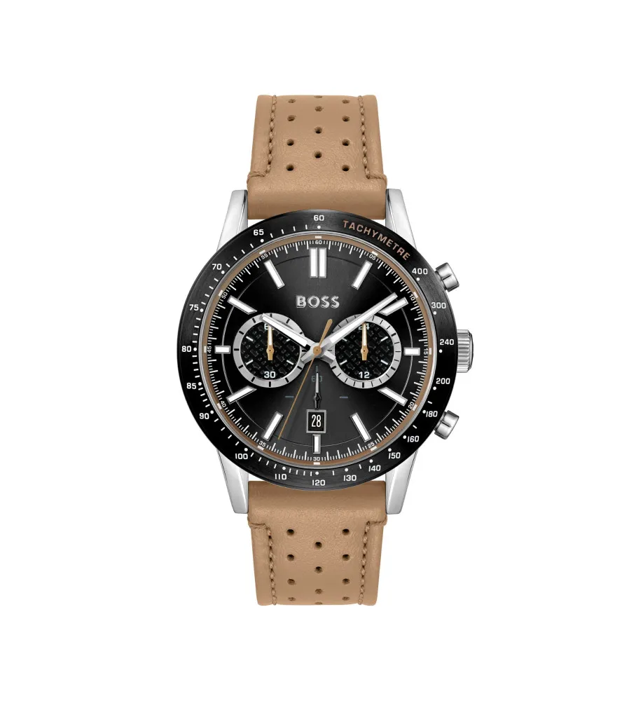 Reloj Analógico con correa de Piel Allure negro