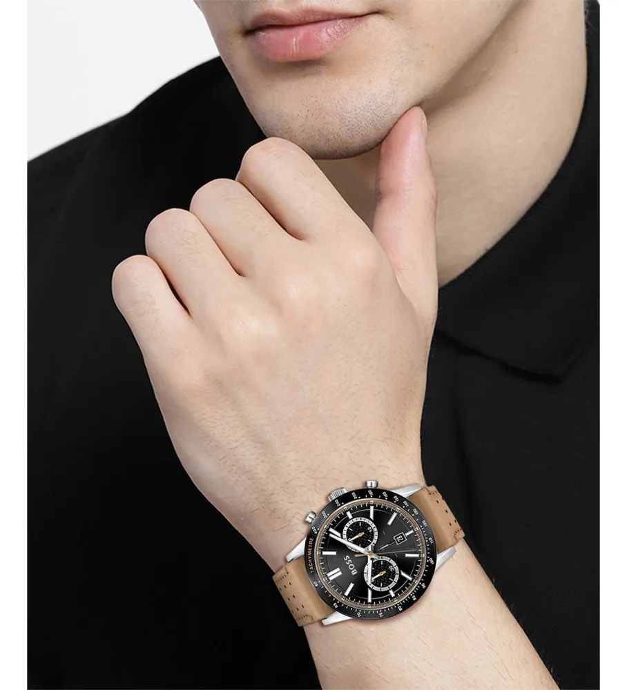 Reloj Analógico con correa de Piel Allure negro