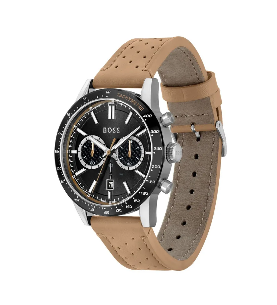 Reloj Analógico con correa de Piel Allure negro