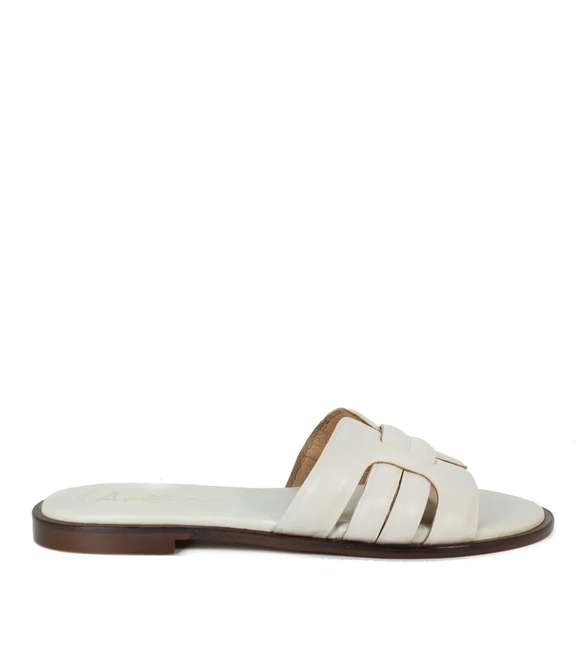 SANDALIAS PLANAS DE PIEL BEIGE APLAUSO IVORY 14100