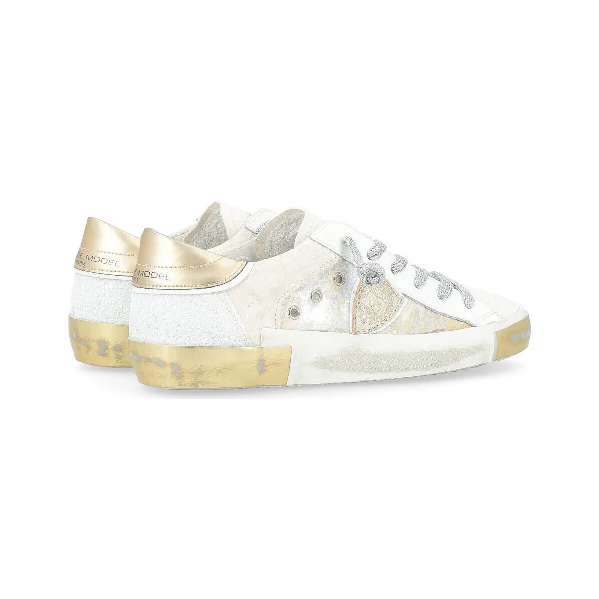 Zapatilla  Paris X con piel de poni blanca y