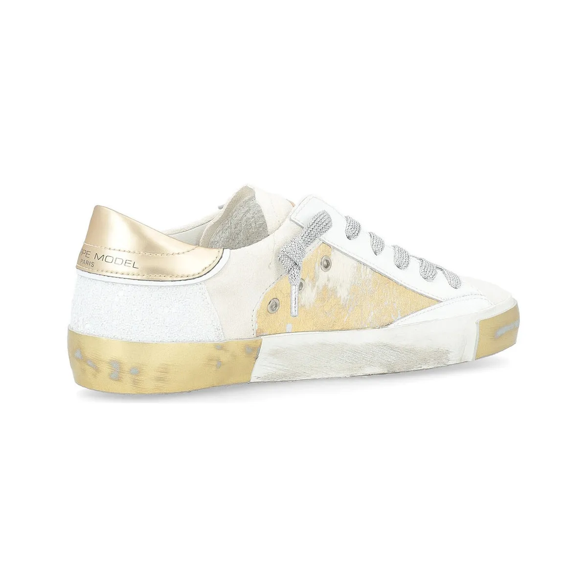 Zapatilla  Paris X con piel de poni blanca y