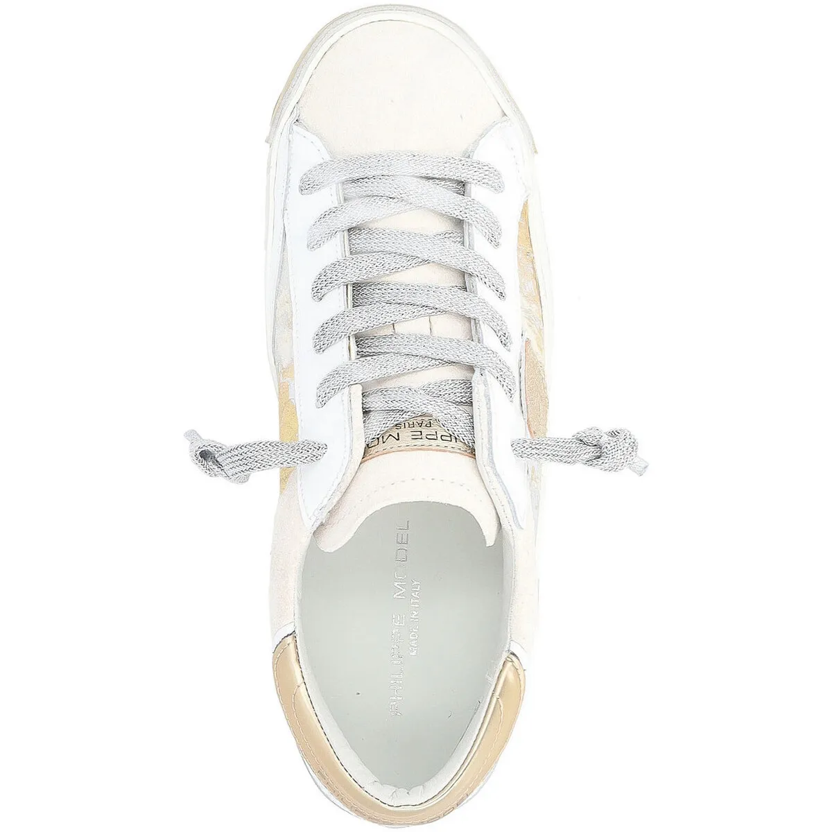 Zapatilla  Paris X con piel de poni blanca y